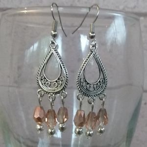 Pink and Silver Dangle Earrings